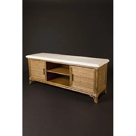 TV Console With Rattan Frame Design